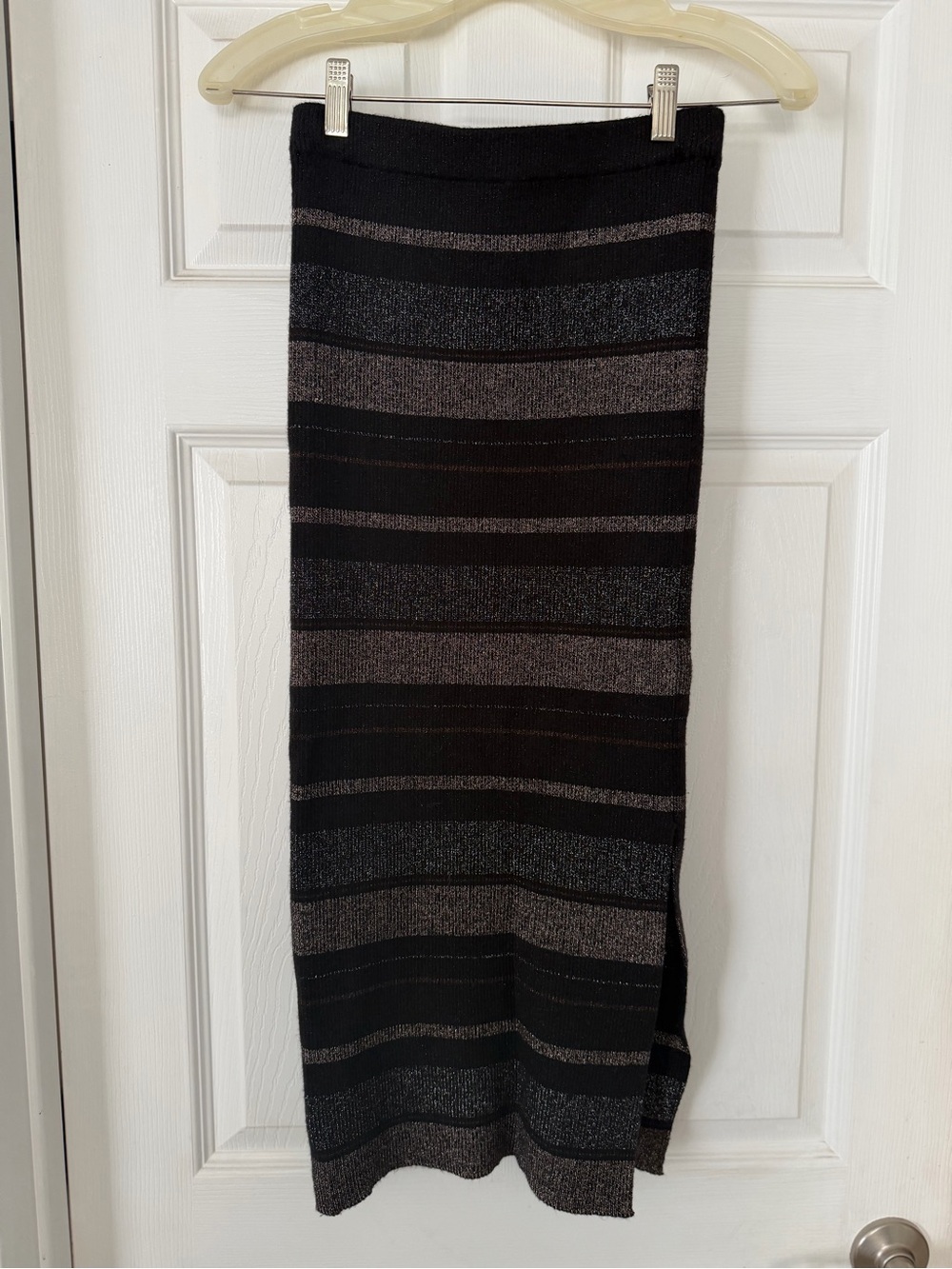 House of Harlow 1960 Black and Gray Striped Midi Skirt